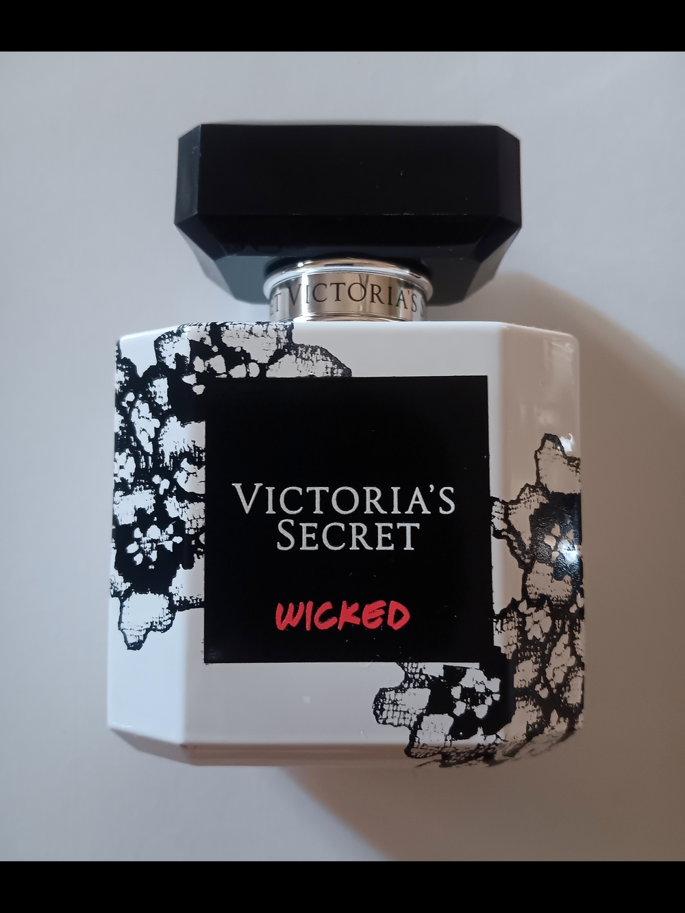 Victoria's Secret Wicked Perfume Bottle - White, Black & Red Accents